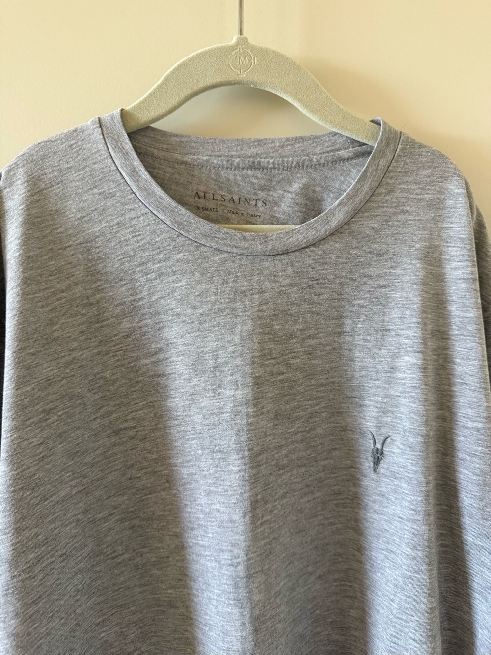 AllSaints Grey Short Sleeve Crew T-Shirt with Subtle Logo